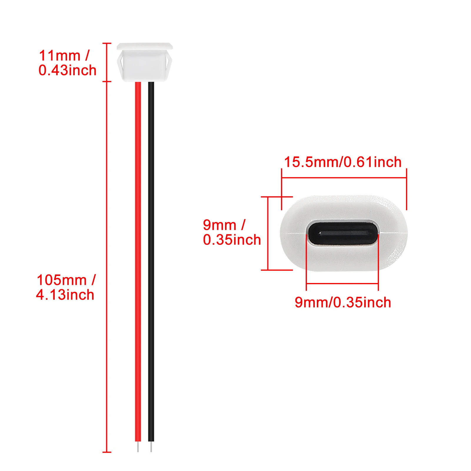 Conector USB USB tipo C resistente al agua, base hembra de compresión directa, interfaz de carga con cable de soldadura, 5 uds. - imagen 3