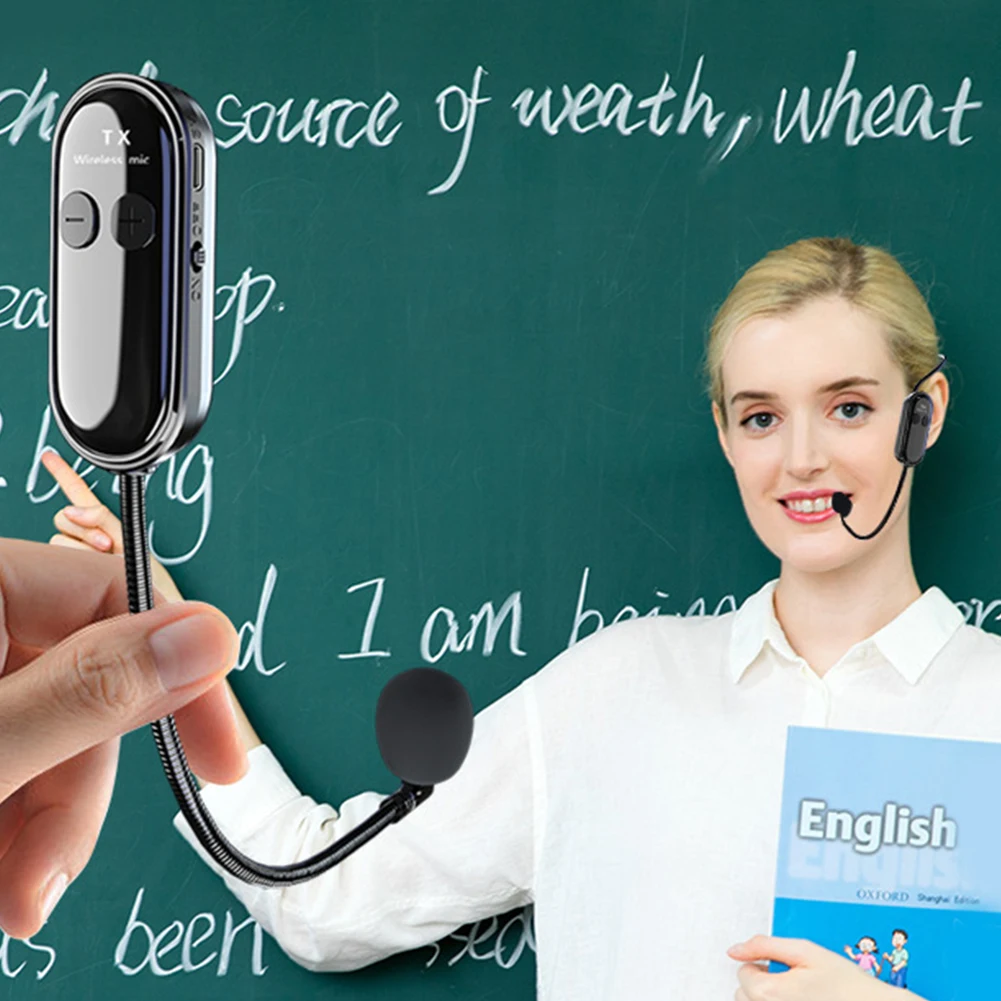 Micrófono de auriculares 2,4G, sistema con micrófono inalámbrico de largo alcance, micrófono de mano 2 en 1 para amplificador de voz, altavoces de escenario, enseñanza - imagen 5