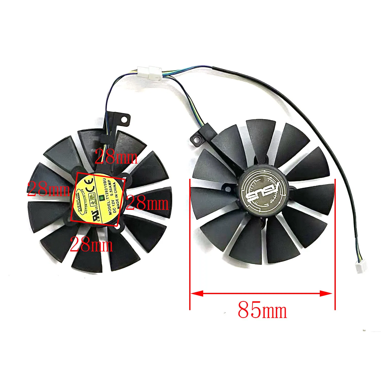 Nuevo ventilador GPU T129215BU de 4 pines 85MM RX580 para ASUS RX580 570 470 GTX1060 1070 accesorios de repuesto para tarjeta gráfica - imagen 3