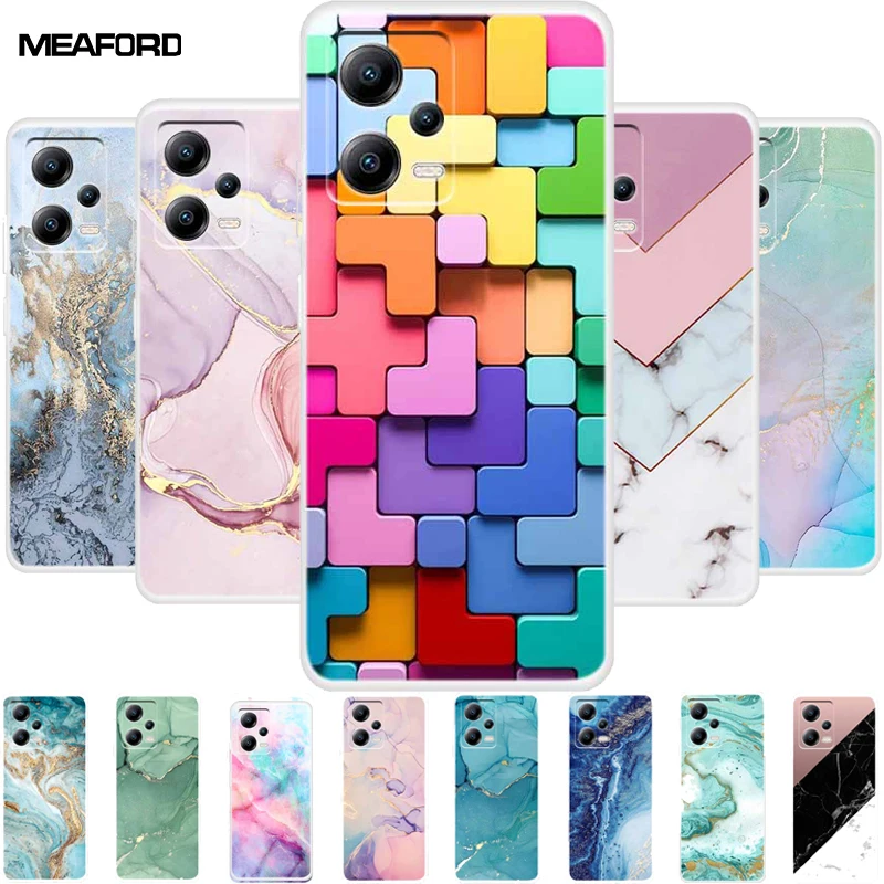 Funda trasera de silicona TPU para Xiaomi Poco X5 5G, carcasa transparente de mármol suave, 6,67 pulgadas