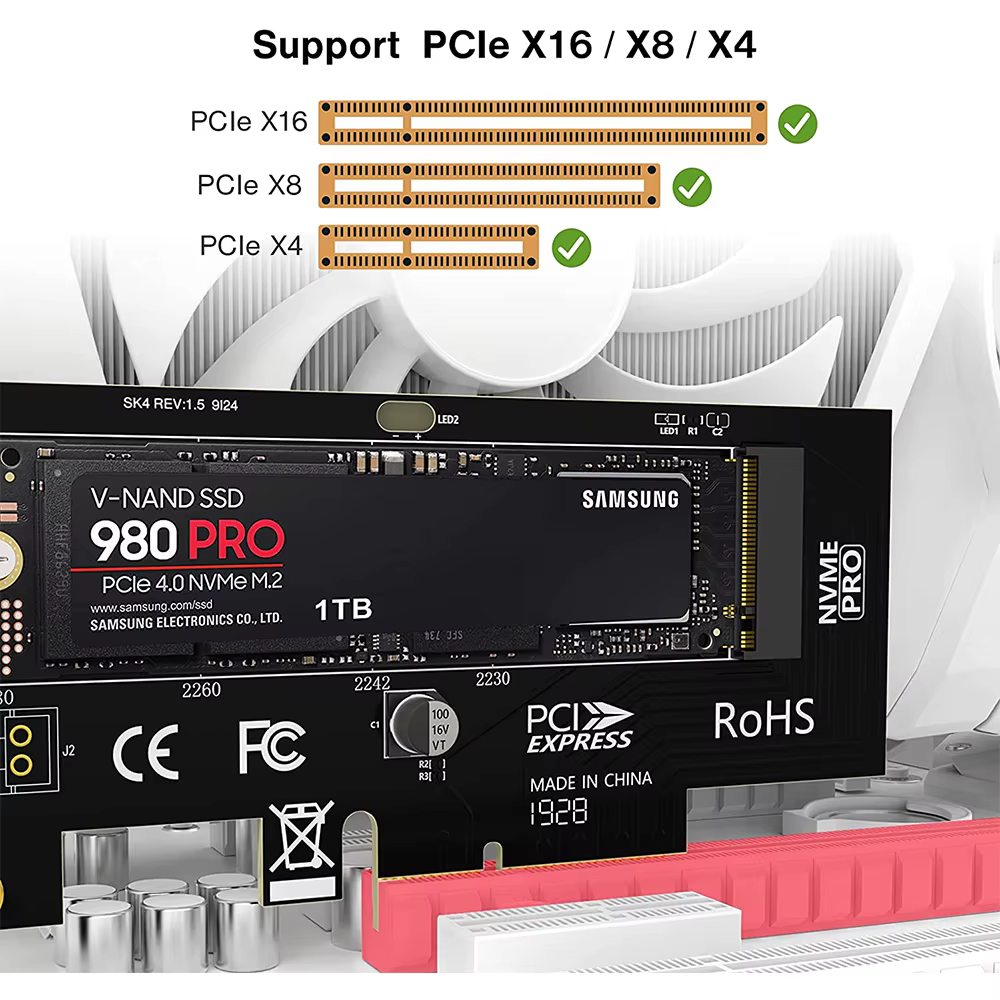 JEYI Adaptador M.2 NVMe PCIe 4.0 con Disipador Aluminio - imagen 2