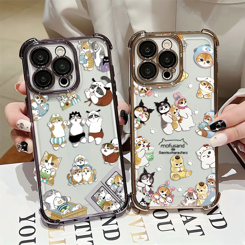 Preciosa funda chapada de gato m-mofusands para Infinix Hot 40i 30 30i 10s Play Smart 9 8 7 Note 40 Spark Go, funda de Airbag anticaída - imagen 2