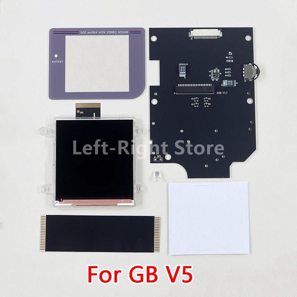 1 Juego para GB V5 V5.0 2,6 pulgadas retroiluminación resaltar IPS LCD brillo de pantalla completa con pantalla de vidrio