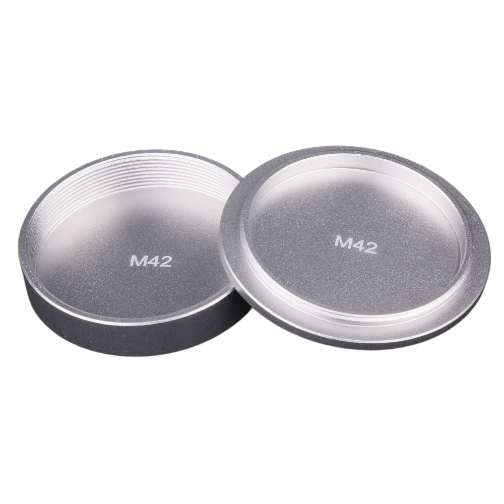 Juego de tapas delanteras y traseras de cuerpo metálico para accesorios de lentes de cámara con montaje de tornillo M42 negro/plateado - imagen 5