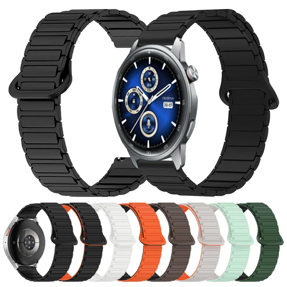 Pulsera de silicona con bucle magnético de 22mm y 20mm para reloj Realme, correa suave para reloj Realme S2/S 2 3 Pro, correa deportiva para reloj inteligente