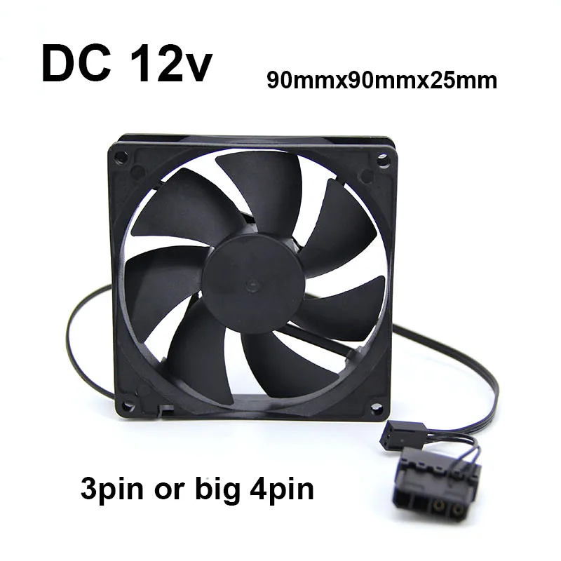 Ventiladores de PC DC 12v 9cm 90mm 9025 3 pines o grandes 4 pines ventilador de refrigeración de ordenador sin escobillas 90mm x 25mm para caja de ordenador enfriador de CPU
