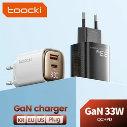 Toocki Cargador GaN USB-C 33W con pantalla - iPhone 15-12, S23/S22
