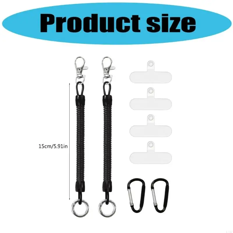 Anti -Lost Phone Lanyard Tether para mayoría los teléfonos móviles Correa elástica retráctil con parches y carabinador - imagen 4
