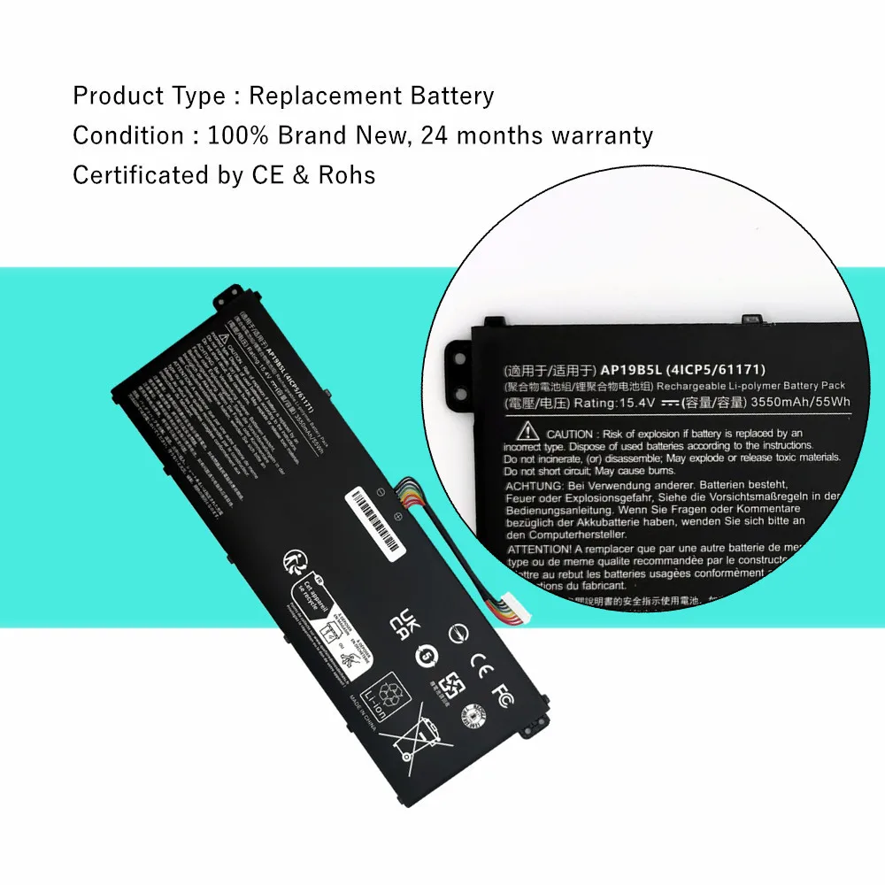 AP19B5L batería del ordenador portátil para Acer Aspire 5 A515-43 A515-43G A515-44-R5XW para Swift 3 SF314-42 SP314-21N-R5FR para Vero AV15-51 - imagen 3