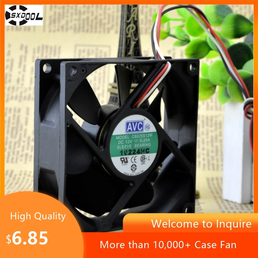 C8025S12M Ventilador de 8 cm para AVC 8025 12V 0.25A CPU Cajas de fuente de alimentación Refrigeración por exceso de tono - imagen 3