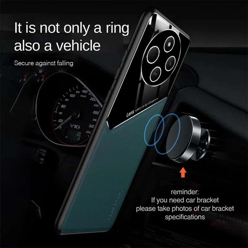 Funda con textura de cuero para Xiaomi Redmi 14C 4G Poco C75, funda con soporte de succión magnética para coche, Fundas Capa - imagen 3