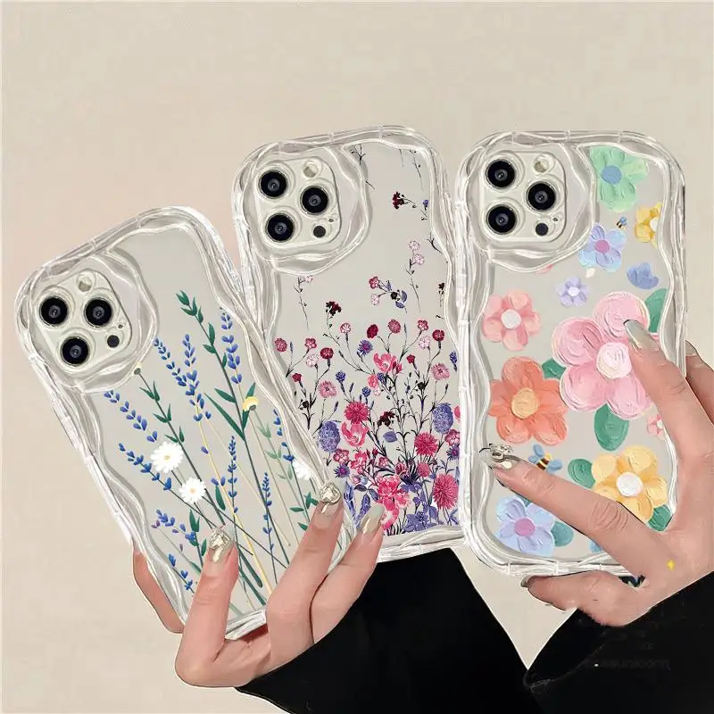Funda de teléfono para Huawei Honor 90 Lite 5G P30 Mate 30 40 Pro P40 Nova 9 10 SE 11 5T 7 Pro flor hojas patrón claro onda cubierta