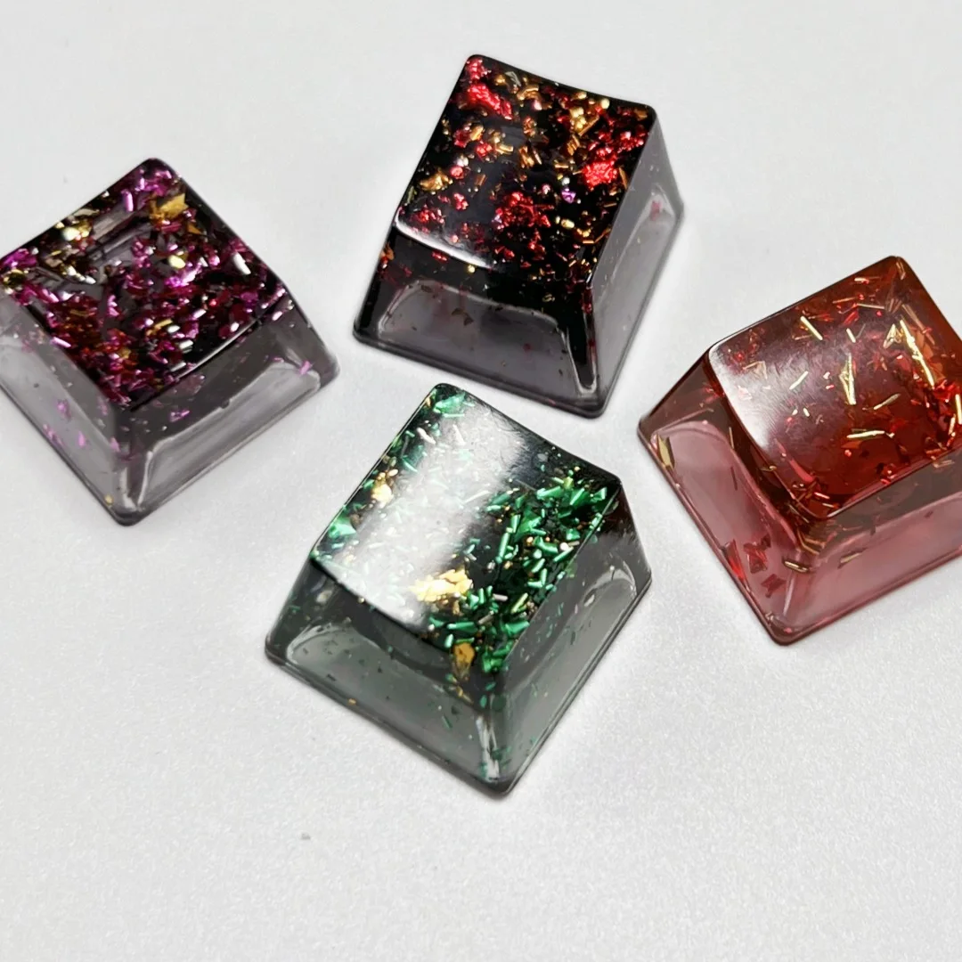 2024 nueva tapa de llave de lámina dorada de metal personalizada de resina original transparente diy tapa de tecla de teclado mecánico de eje transversal 1 Uds - imagen 5