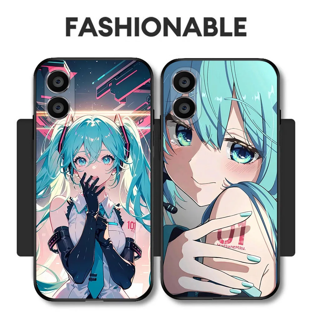 BD-32 Hatsune Mikus funda negra para OPPO A80 A60 A40 A38 A57 A78 A96 A77 A17 A18 Find X3 Neo Lite Pro - imagen 2