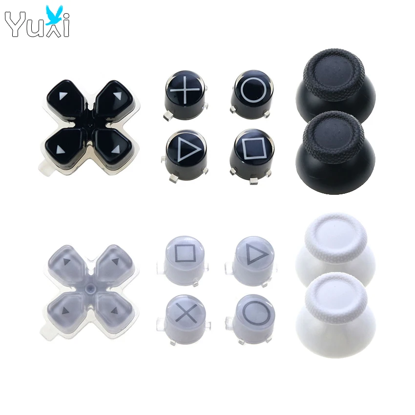 YuXi 1 Set Plastic Buttons ABXY Dpad Cross Key Jelly Button Repair Part For PS5 Controller Thumbstick Joystick Caps