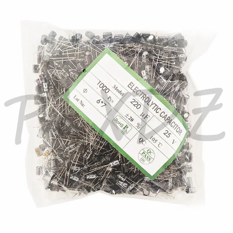 1000 Uds 10V 16V 25V 35V 50V 1UF 2,2UF 3,3UF 4,7UF 6,8UF 10UF 22UF 33UF 47UF 100UF 220UF 470UF condensador electrolítico de aluminio - imagen 2