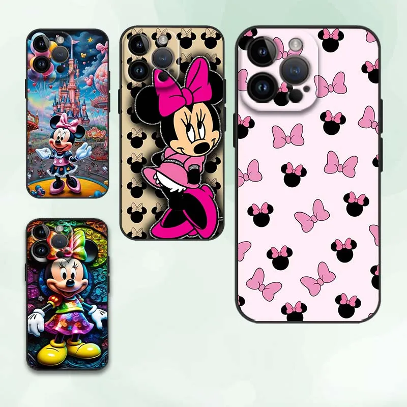 Dreamy Minnie para Apple iPhone 16E 16 15 14 13 12 11 XS X Mini Plus Pro Max funda de teléfono negra