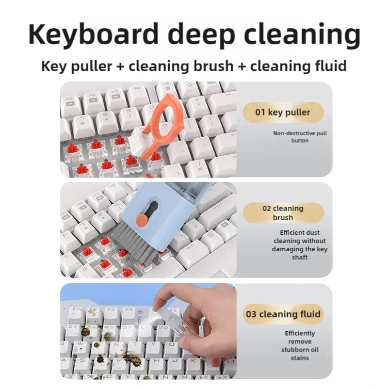 Kit de limpieza multifuncional mejorado para auriculares, bolígrafo de limpieza para auriculares, limpieza de teclado, limpieza de computadora - imagen 5