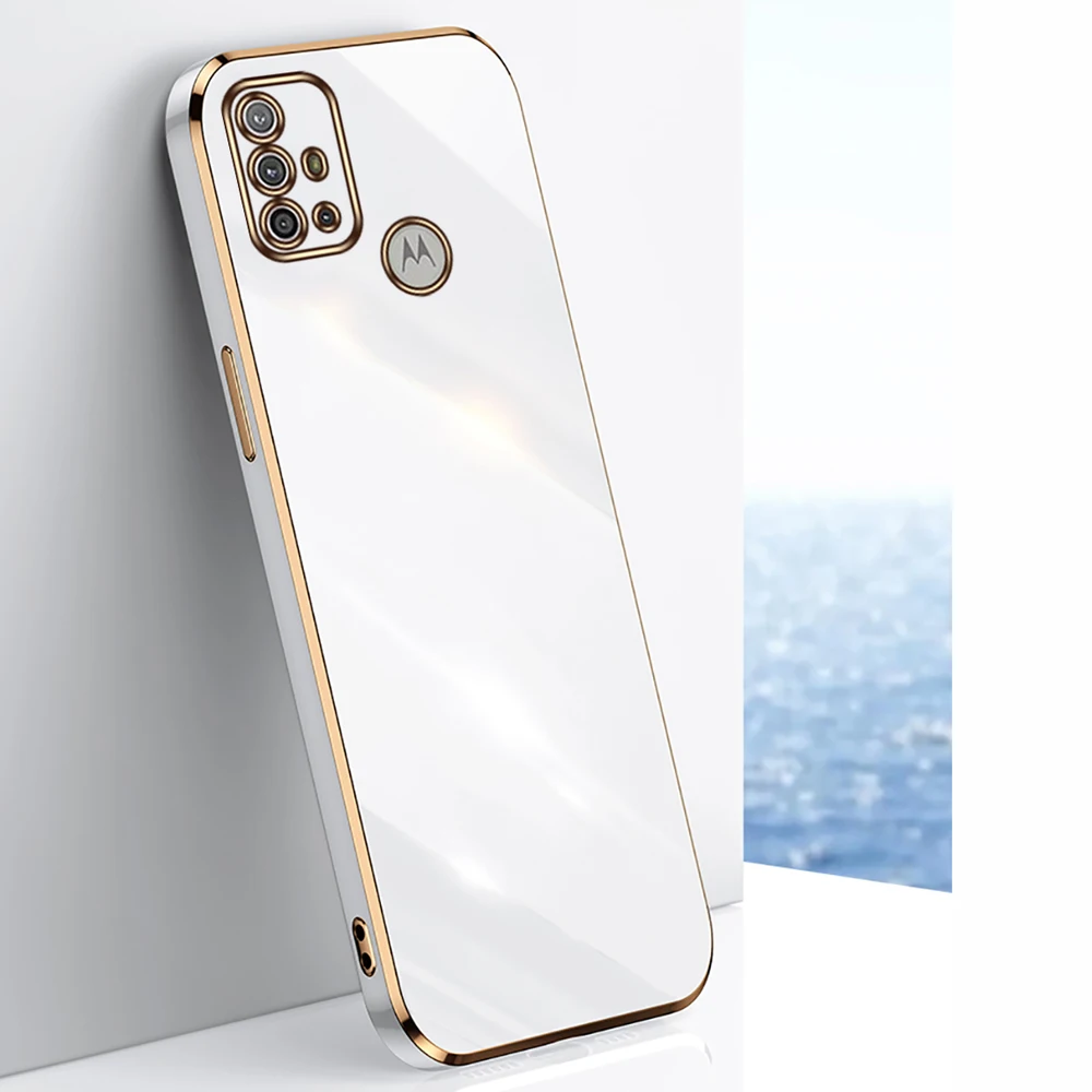Funda de teléfono para Moto G30, cubierta suave recta chapada de lujo, cámara a prueba de golpes, Motorola E20, E30, E40, G10, G20, 30 - imagen 3