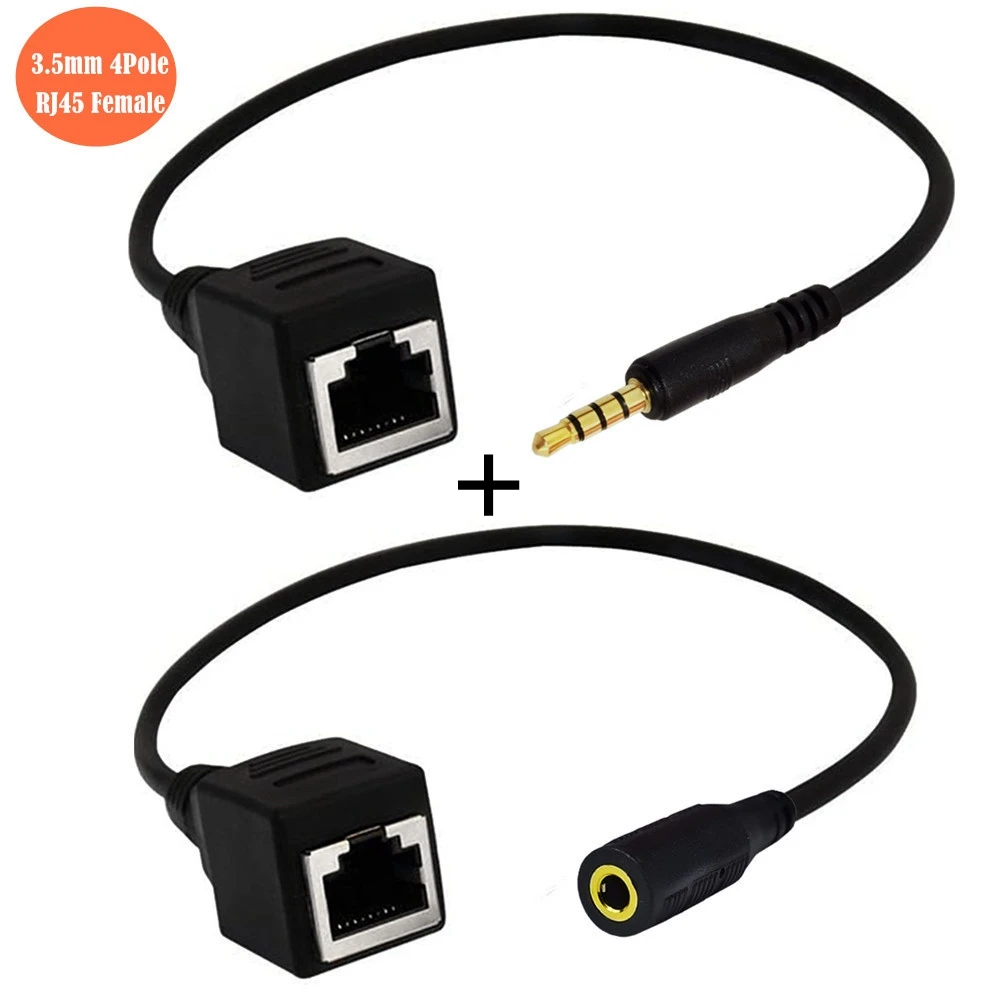 Interfaz de red RJ45 hembra a 3,5mm Jack macho hembra Cable con micrófono para mesa de canto KTV pantalla táctil productos 20cm - imagen 2