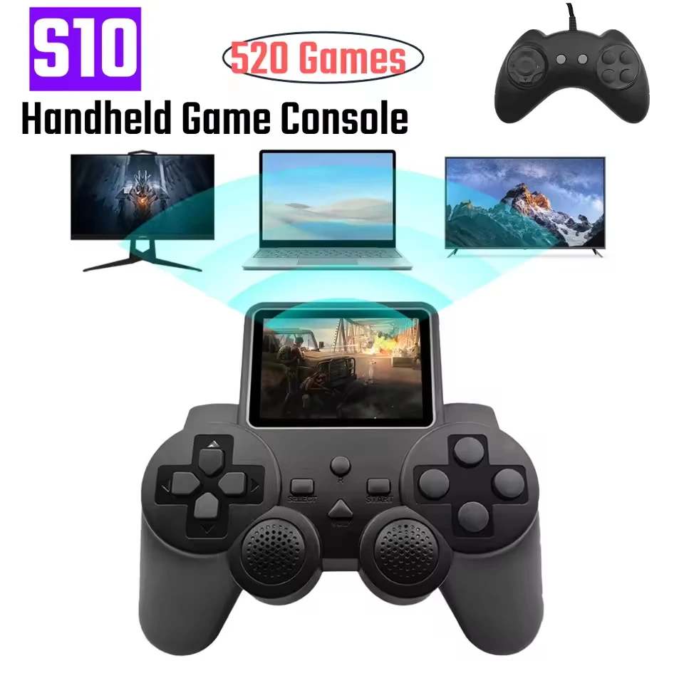 Consola de videojuegos portátil S10 de 2,4 pulgadas, controlador equipado con 520 juegos integrados, reproductor de juegos portátil Retro, Control de salida AV - imagen 2