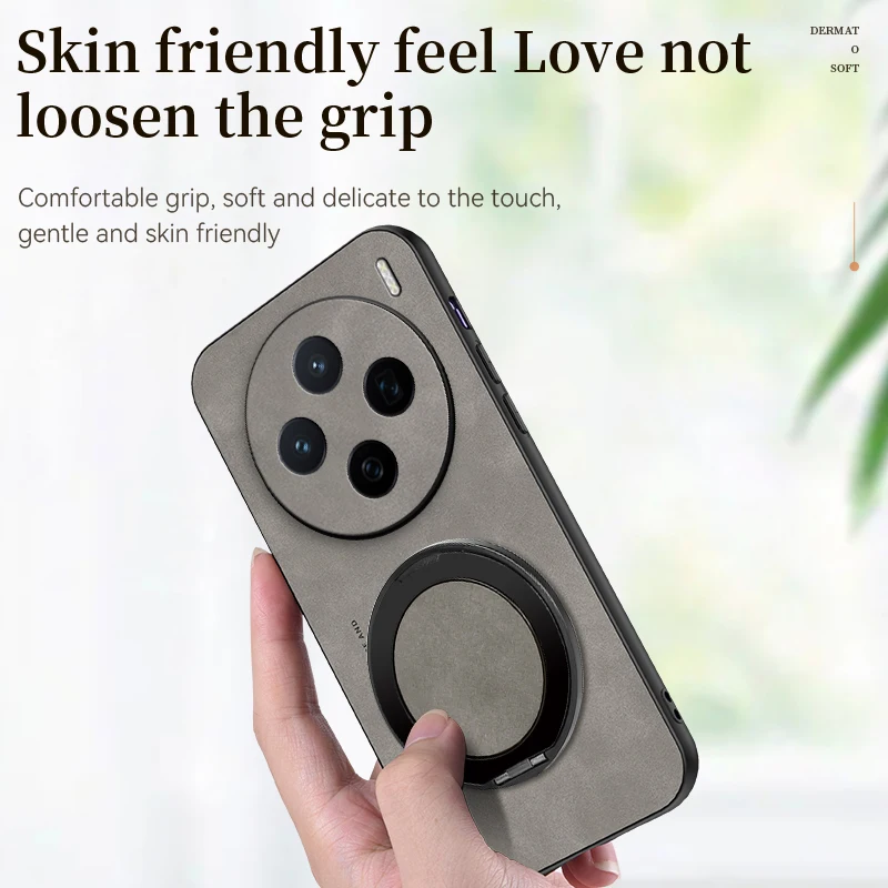 360 °   Funda con soporte giratorio de grado para Vivo X300 Pro, funda trasera de piel de oveja - imagen 5