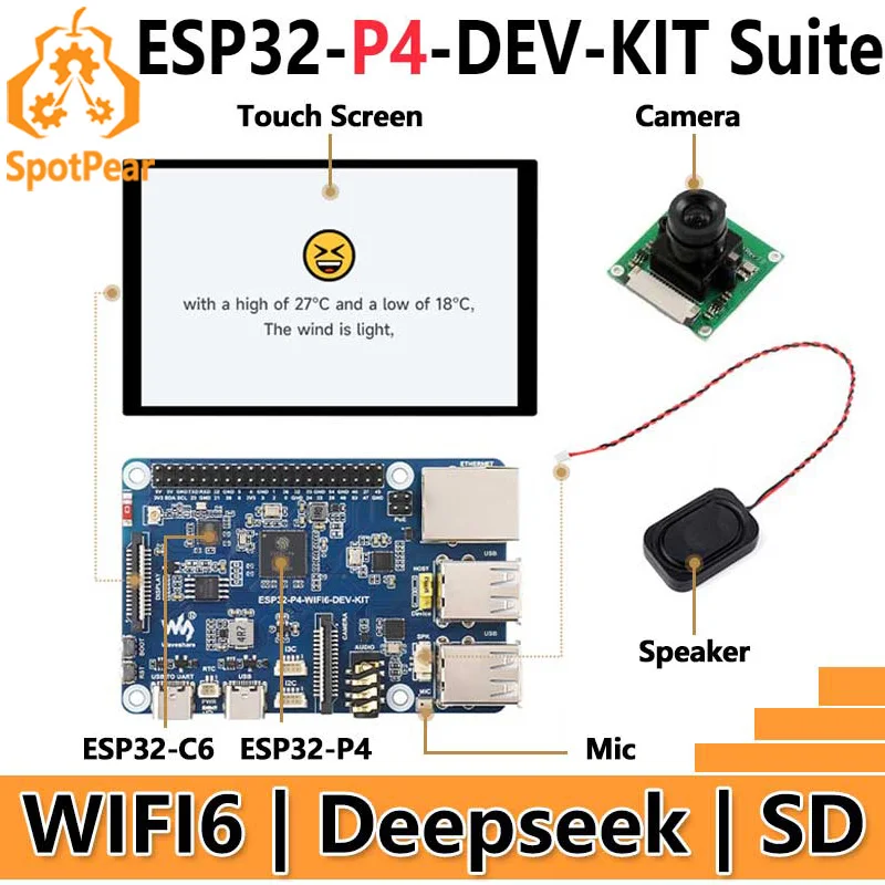 ESP32-P4 DEV-KIT C6 WiFi6 MIPI DSI pantalla de 7/10,1 pulgadas/cámara CSI/altavoz de Audio para Xiaozhi AI Deepseek