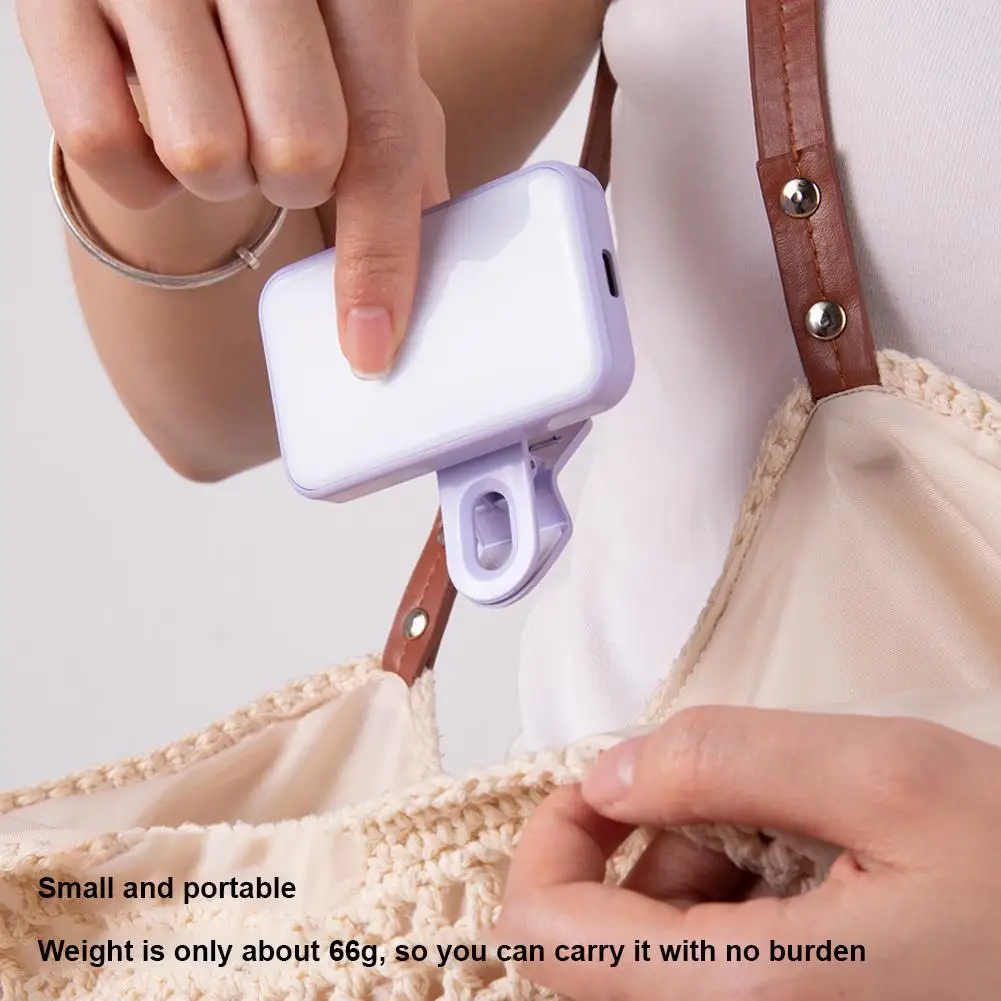 Mini luz de relleno para Selfie, recargable, 3 modos de Color, brillo ajustable, Clip en teléfonos móviles, ordenadores, fotografía, luces LED - imagen 5