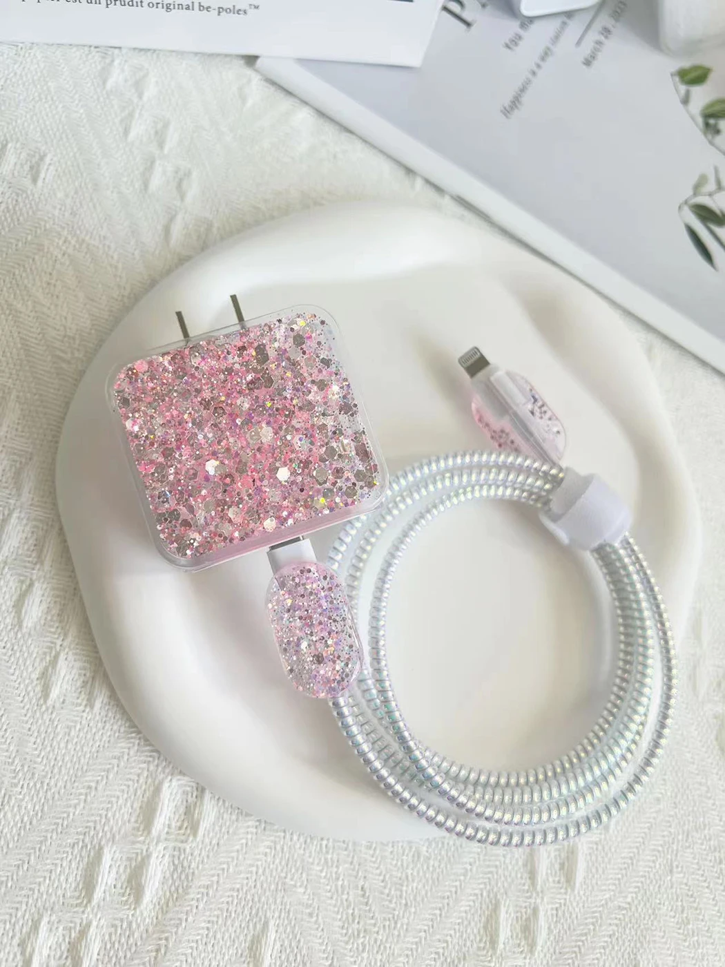 Cubierta protectora de Cable de cargador para IPhone 15, 14, 13, 18W, 20W, cabezal de carga, carcasa suave transparente, funda protectora enrolladora de línea