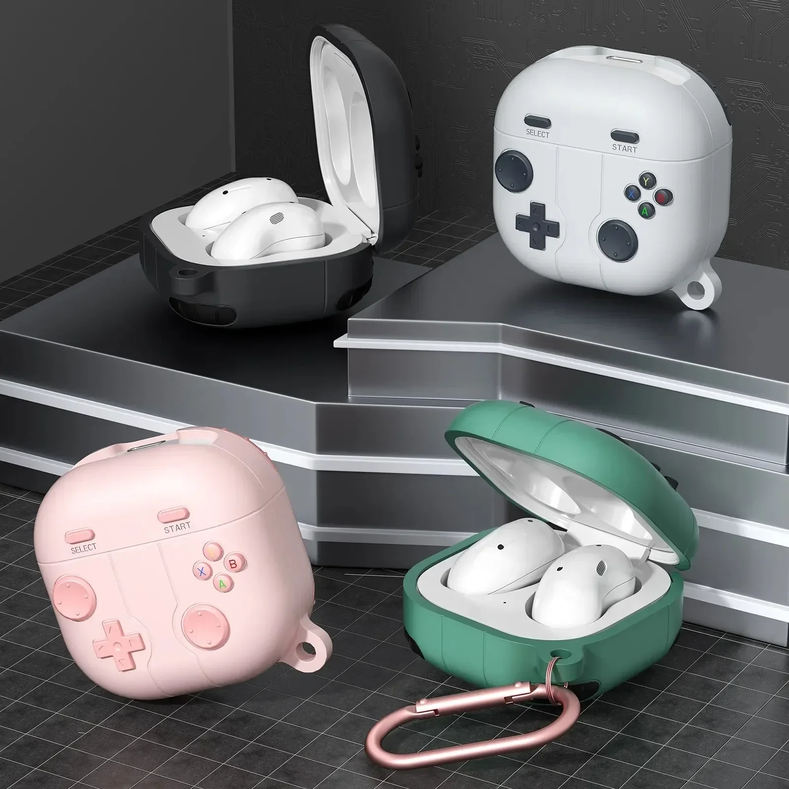 Funda de silicona a prueba de golpes para Samsung Galaxy Buds FE Buds 2 Pro Live, accesorios para auriculares, funda con gancho, Capa Fundas - imagen 2