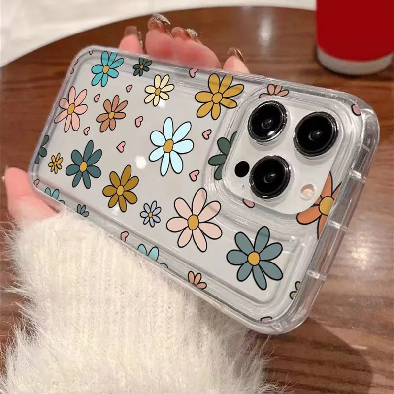 Funda de teléfono transparente con patrón Floral y corazón para Samsung Galaxy S25 S24 S23 Ultra 5G S22 Plus FE A15 A35 A55 A34 A54 funda suave de TPU - imagen 2
