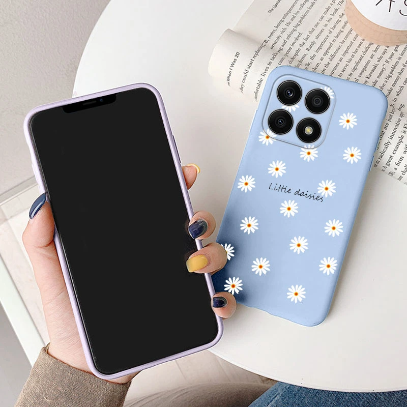 Funda para Honor X8a de 6,7 pulgadas, Funda trasera con bonito corazón y flor, Funda protectora mate de silicona suave para Honor X 8a, Bolsas HonorX8a - imagen 5