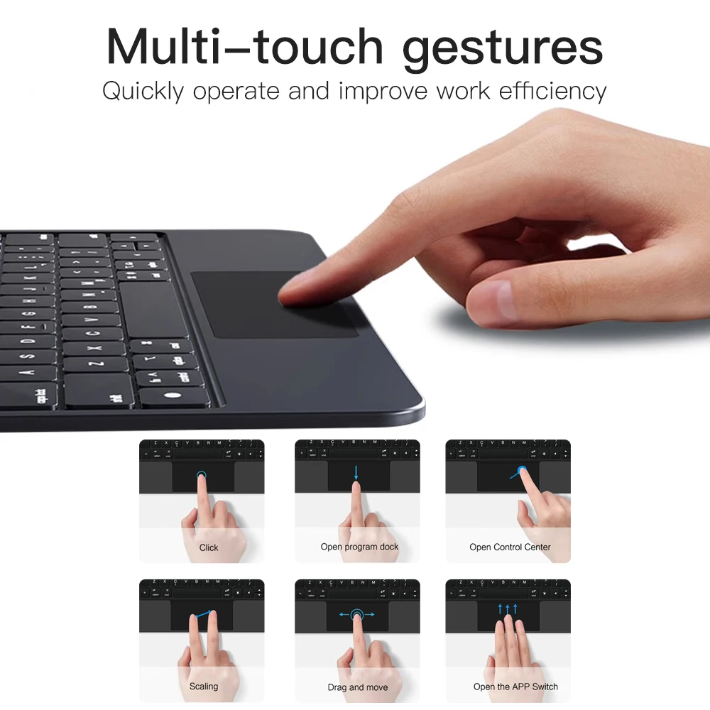 QUKAM Magic teclado inalámbrico para iPad a16 funda 2025 Air 11 13 pulgadas teclado retroiluminado para iPad Air 4 5 10,9 pulgadas Pro 11 12,9 fundas para iPad - imagen 4