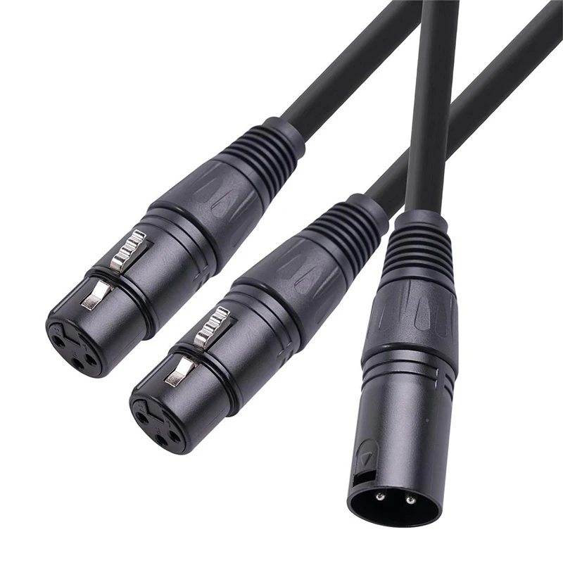 Cable divisor XLR de 50cm, Cable divisor Y XLR macho a doble XLR hembra de 3 pines, 1 macho a 2 hembra, Cable divisor XLR Y - imagen 2