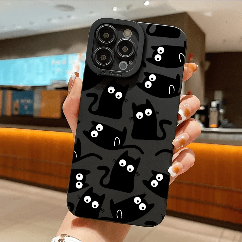 Black Cat Case For Samsung Galaxy S25 Ultra Samsung A16 A55 A54 S22 S23 Plus A52 S24 FE A54 A52 A35 A33 A34 A14 A15 A324G Covers - imagen 3