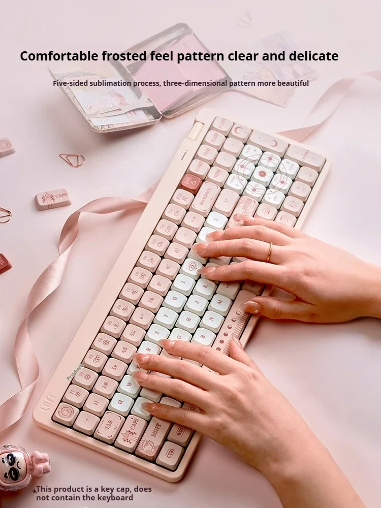 Lofree-teclas temáticas de 84/100 teclas para teclado mecánico Xiaoshun de perfil bajo, juego de teclas resistentes al aceite sublimadas con tinte PBT - imagen 2