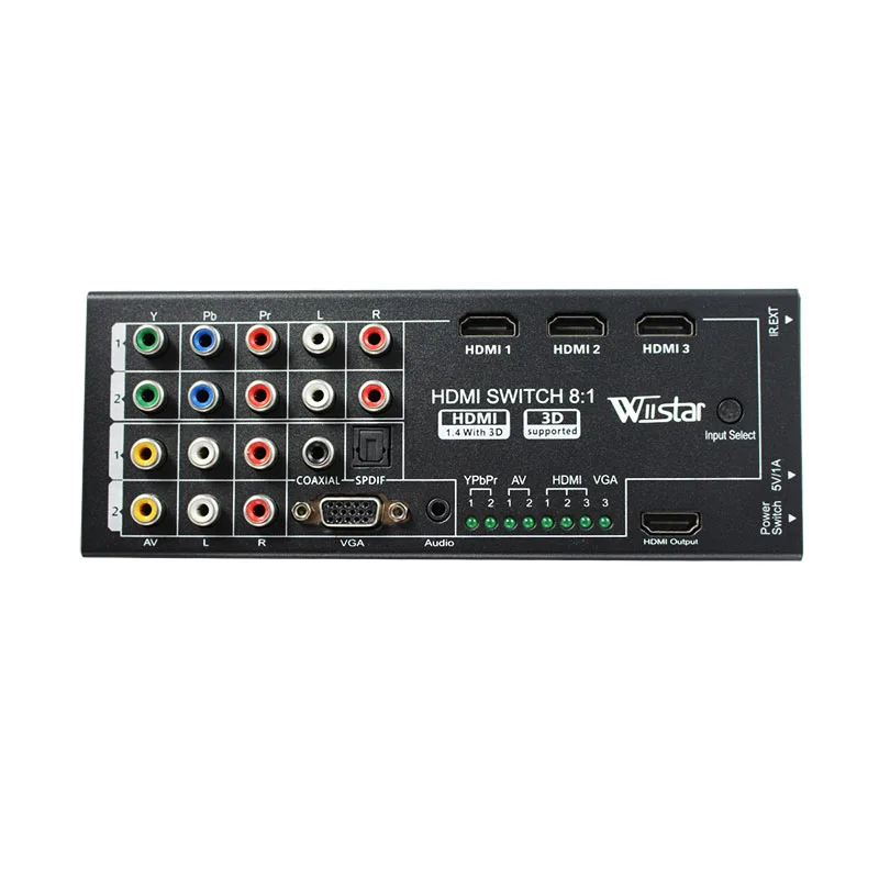 Convertidor Digital multifuncional AV YPbPr VGA 8 puertos a HD 1080P Audio Video compatible con HDMI HD Switcher