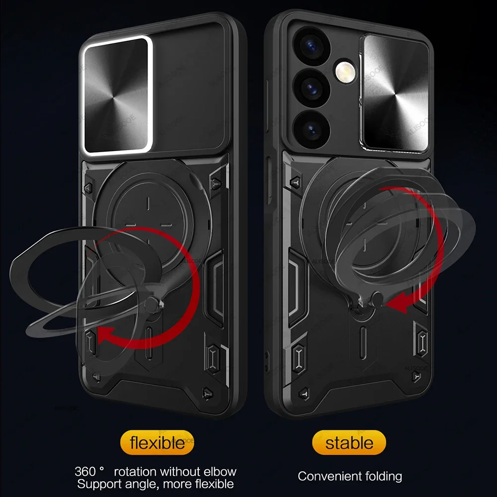 Funda para Samsung S24 Ultra S23 Plus, carcasa deslizante con soporte magnético para lente de cámara, Galaxy S24 S23 FE S22 S21 Plus - imagen 3