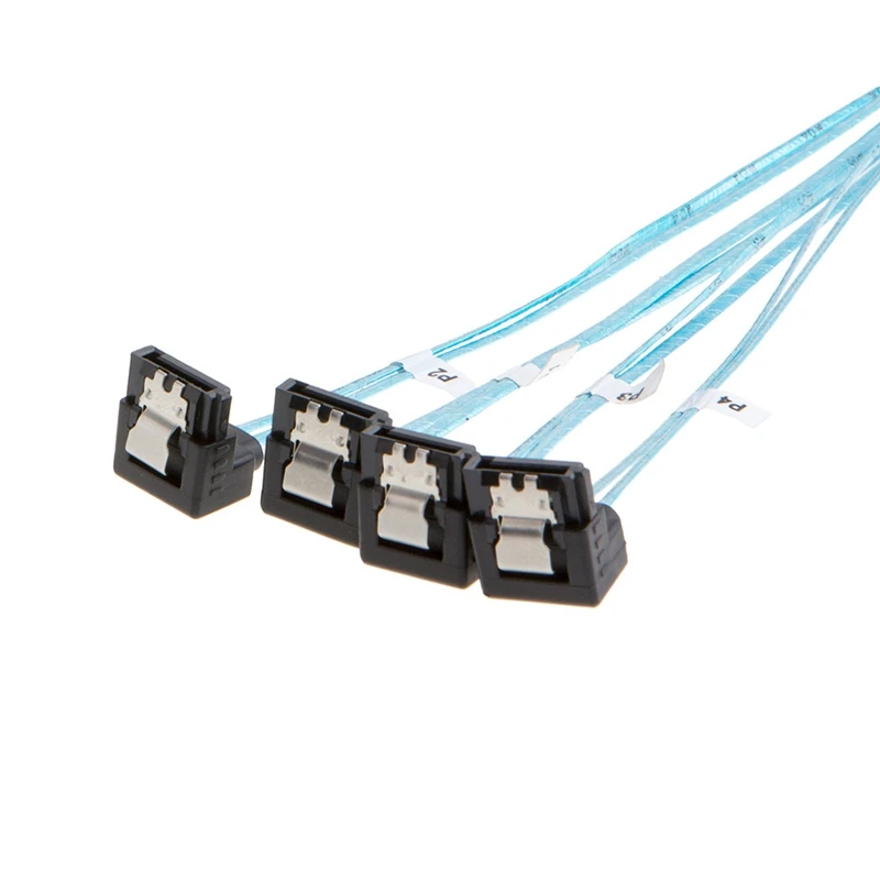 Cable de datos adaptador divisor de disco duro SAS 3,0 Mini SAS 26 pines macho a 4 SATA 7 pines hembra, codo arriba y abajo, 1m, 2m, SFF-8088 - imagen 5