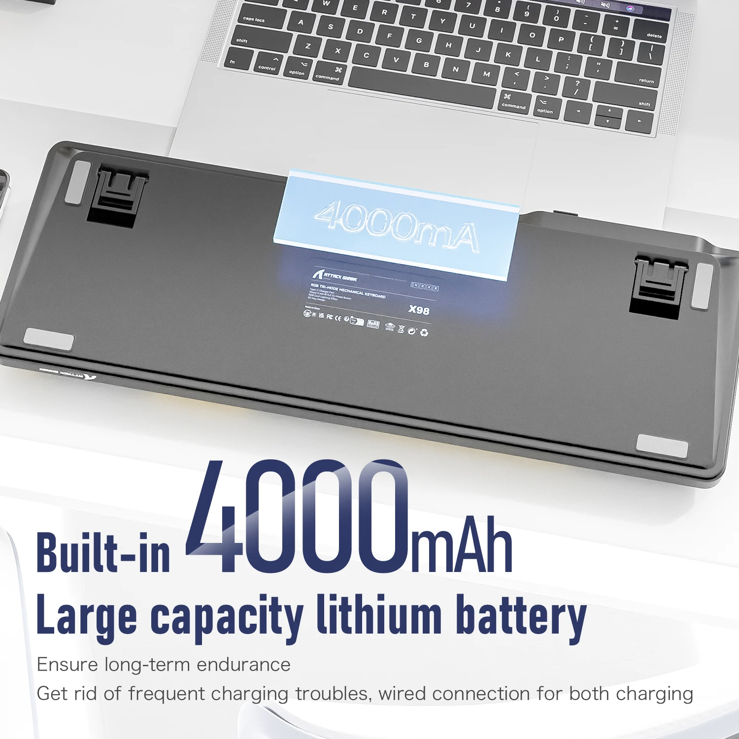 Teclado Bluetooth Attack Shark X98 con teclado numérico, teclas PBT RGB intercambiables en caliente de 102 teclas, batería de 4000mAh, compatible con PC/portátil - imagen 5