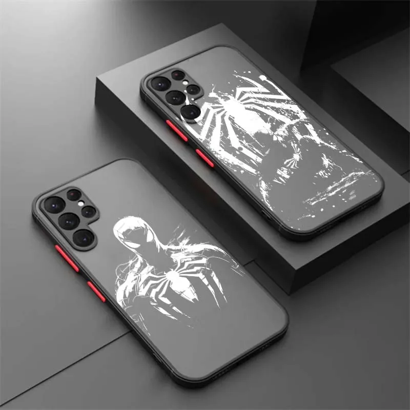 Funda de teléfono Venom de lujo de Los Vengadores de Marvel para Samsung Galaxy S25 S24 S23 S22 S21 S20 S10 S9 Ultra Plus FE 5G esmerilado translúcido