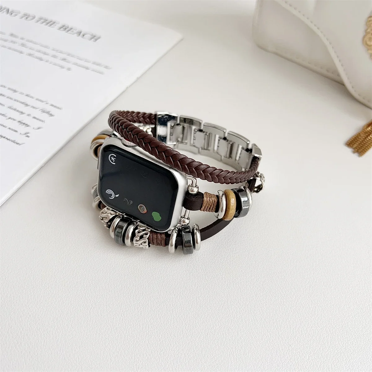 Correa de reloj para Apple Watch 42/44/45/46/49mm 38/40/41mm correa de reloj de moda de cuero PU para reloj serie Ultra2 10/9/8/7/6 - imagen 3