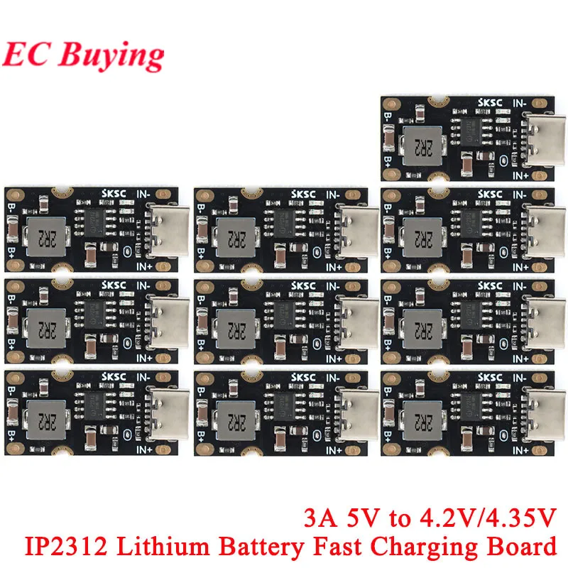 10 piezas/1 unidad IP2312 3A módulo de placa de cargador de batería de litio ternario de polímero tipo C CC CV 5V a 4,2 V/4,35 V PCB de carga rápida