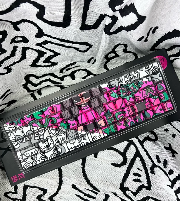 MiFuny-Juego de teclas con tema de chica Graffiti, teclas de perfil de cereza PBT, teclas de Anime de arte personalizado para teclado mecánico, regalos de PC - imagen 3
