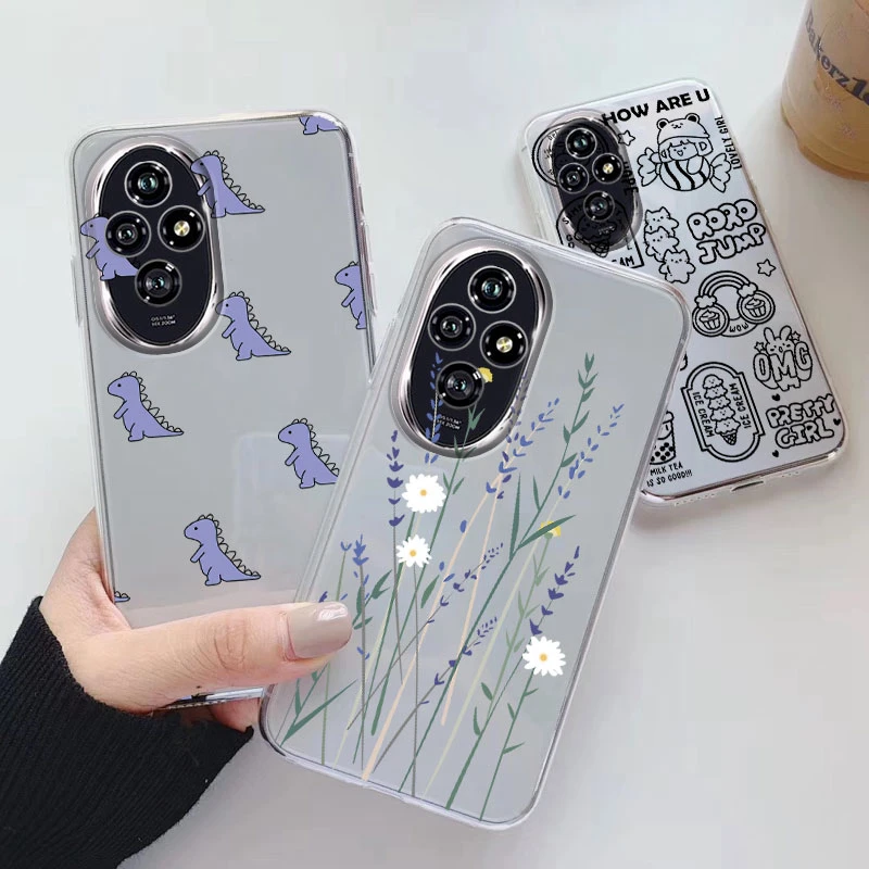 Funda transparente para Honor 200 400 Pro Lite, funda con dibujos de flores y mariposas, Fundas suaves de TPU a prueba de golpes, bolsas de parachoques a prueba de golpes