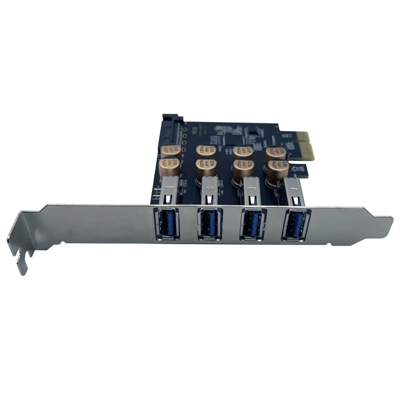 PCIE USB 3,2 5Gbps tarjeta de expansión Riser PCI Express X1 a 4 puertos USB 3,2 HUB adaptador controlador NEC con alimentación SATA para escritorio - imagen 2