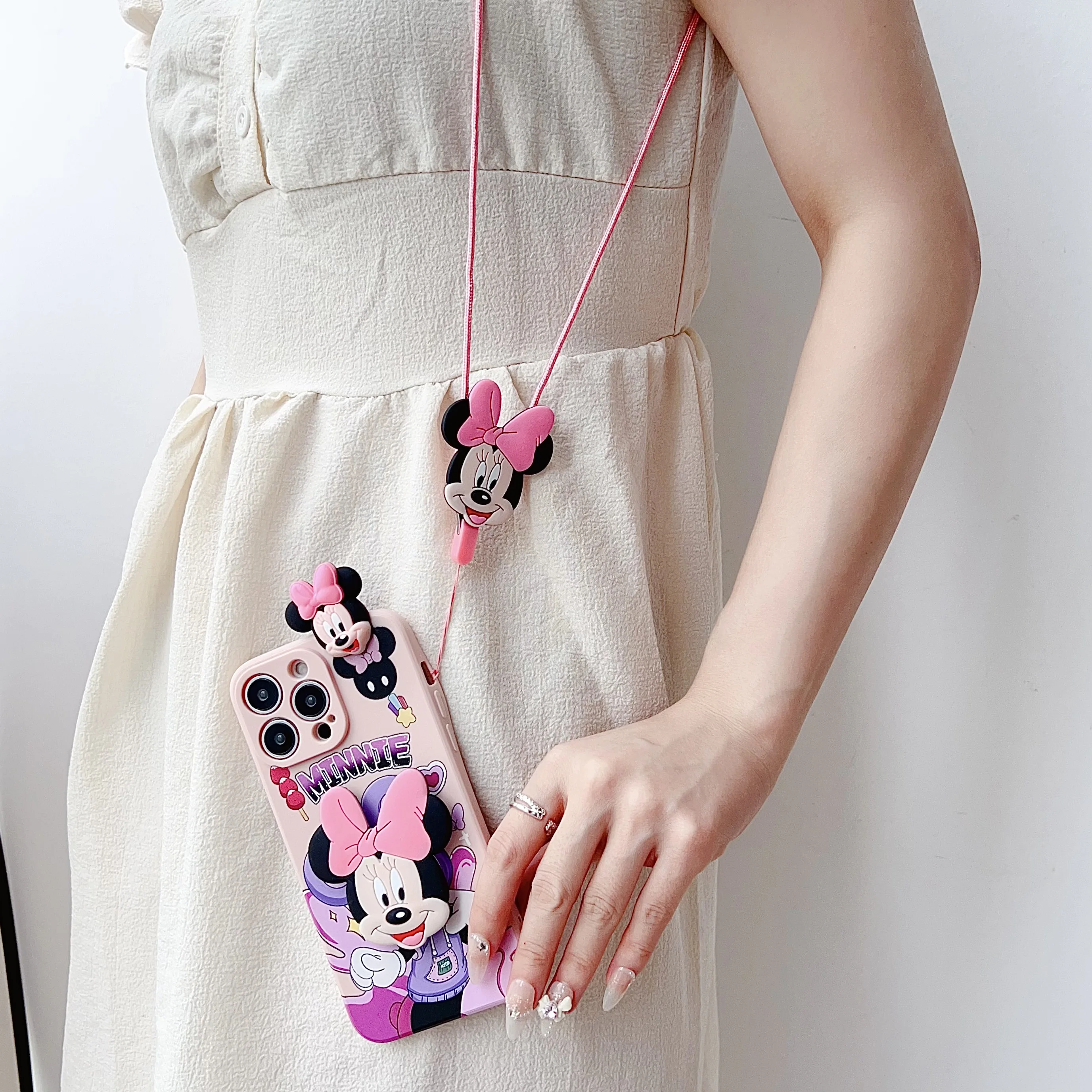 Sudadera con capucha de Minnie para iPhone, funda con soporte y cuerda para iPhone 6, 6s, 7, 8, X, Xs, Max, XR, 11, 12, 13, 14, 15 Pro, SE Max - imagen 4