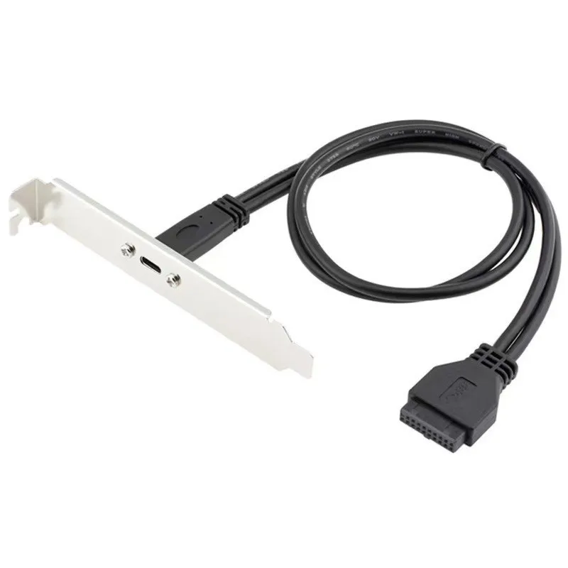Cable de datos hembra IDC a tipo C PCI de 20 pines, chasis, placa base USB 3,0 trasera, Cable adaptador deflector de 19 pines, doble cara, 5G - imagen 3