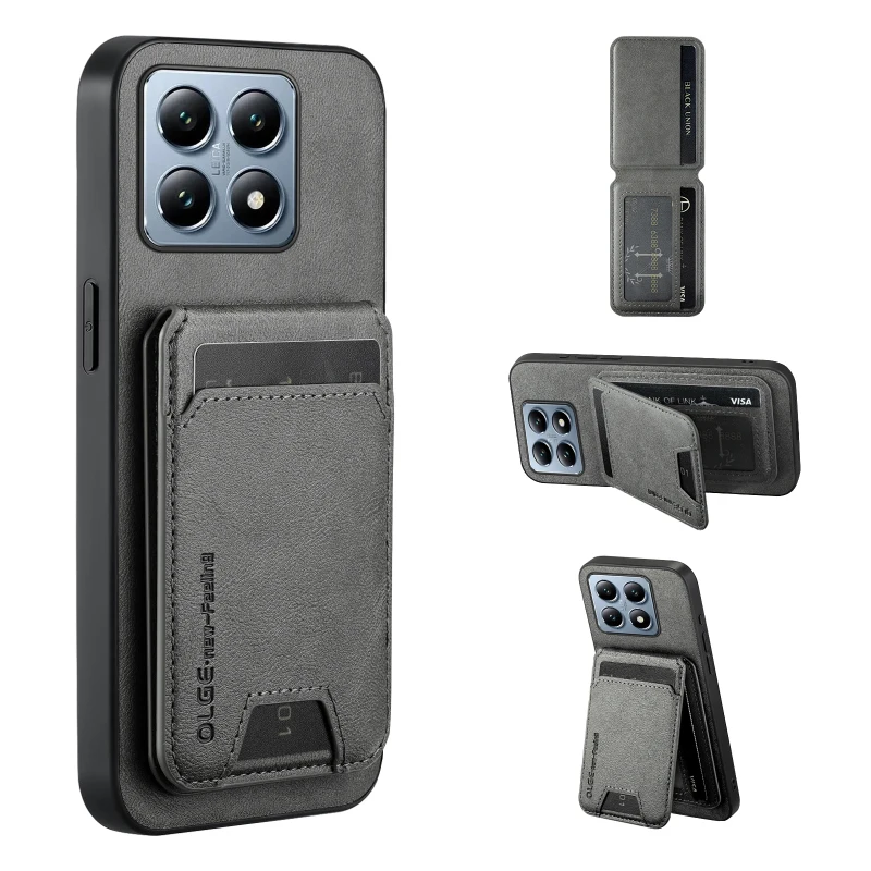 Para Magsafe cartera magnética ranura para tarjetas funda de teléfono de cuero de Color sólido para Xiaomi 15 Pro 13 11 12 14 11T 12T 13T 14T Pro