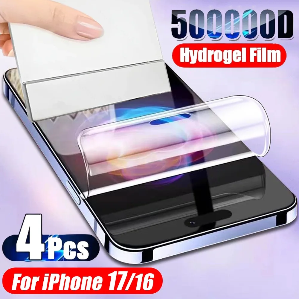 1-4 Uds 17PM película de hidrogel para IPhone 17 16 Pro MAX protectores de pantalla de aire HD películas suaves transparentes antiarañazos para iPhone 17Air 16e